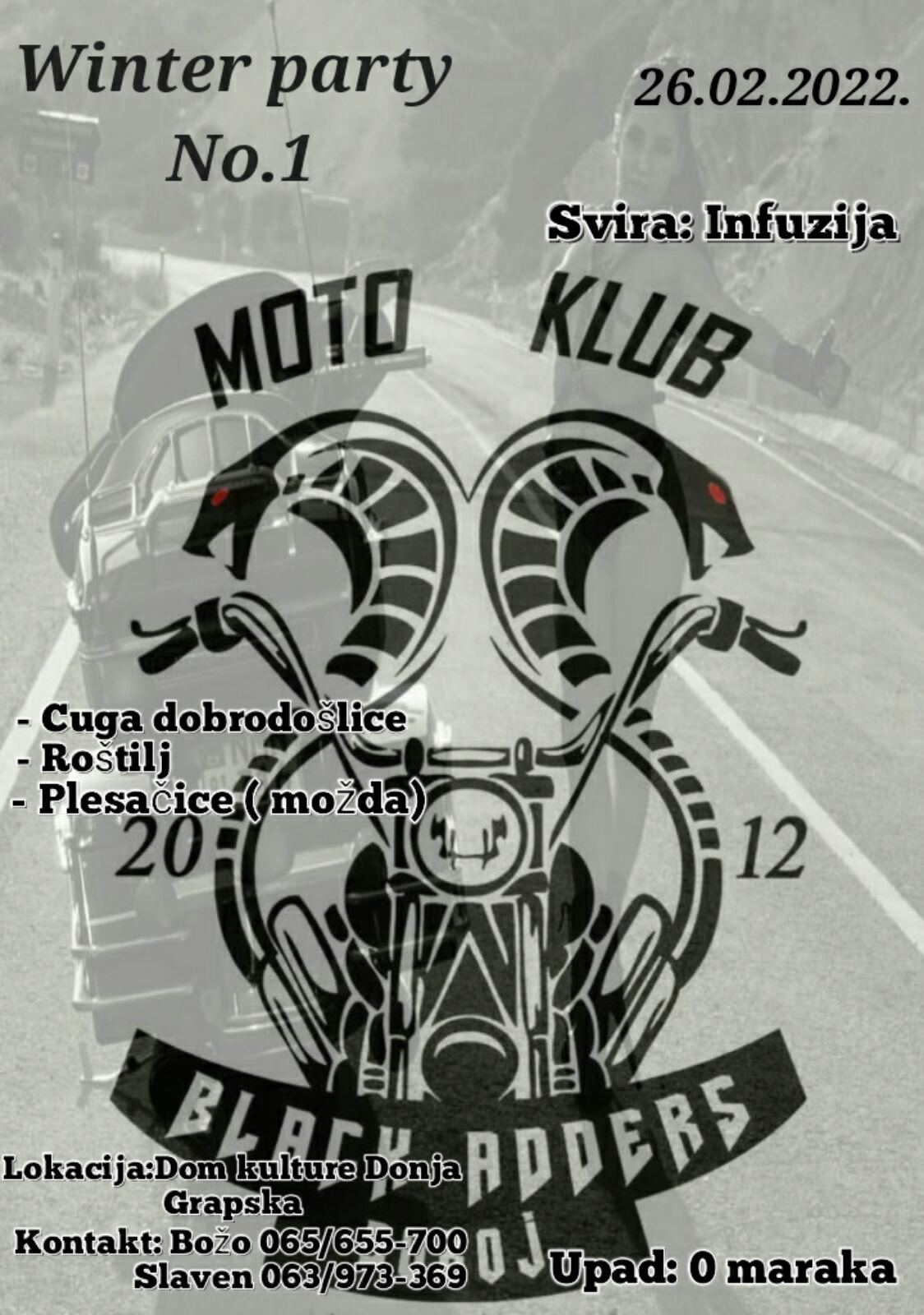 Moto klub "Black Adders" Doboj Osječani organizuje prvi "Winter party"