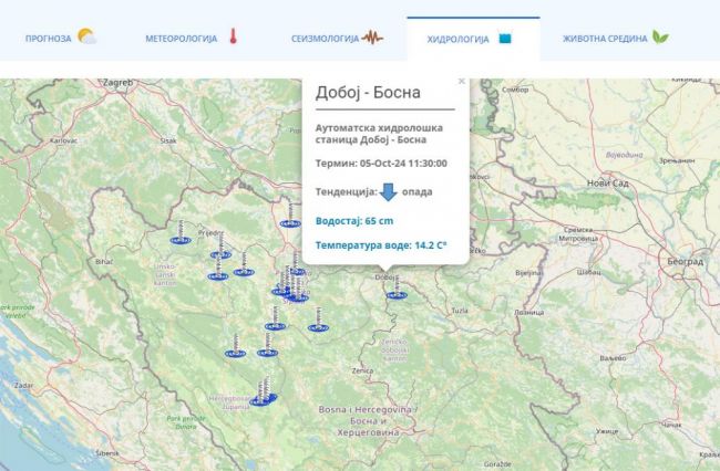 FOTO: Dobojski Info | TRENUTNI VODOSTAJ RIJEKE BOSNE U DOBOJU: Stabilizacija i pad nivoa vode