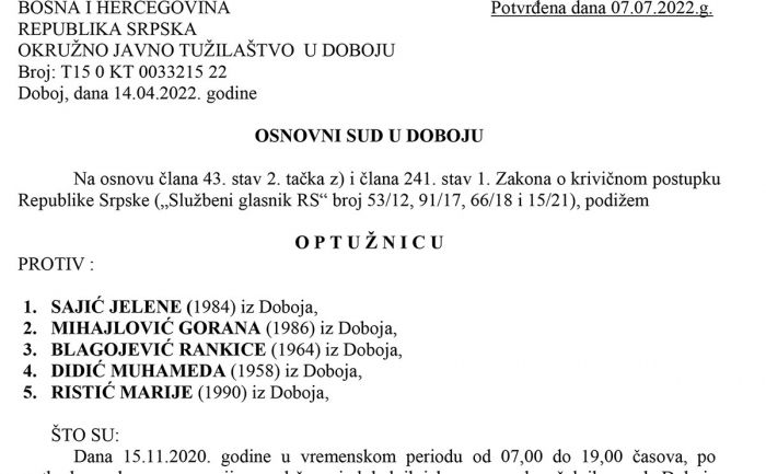 FOTO: Dobojski Info | Potvrđena optužnica protiv pet članova biračkog odbora zbog izborne prevare - Saobraćajni fakultet 2