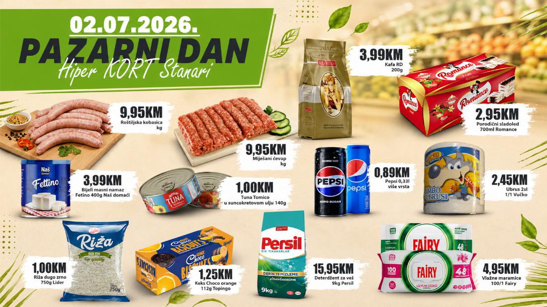 Pazarni dan u Hiper KORT-u Stanari: Cijene koje vrijedi iskoristiti