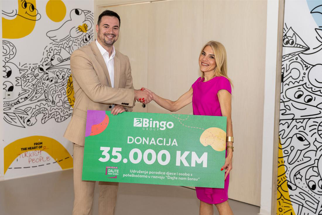 Bingo Group donirao 35.000 KM za unapređenje uslova u Dnevnom centru Udruženja „Dajte nam šansu“