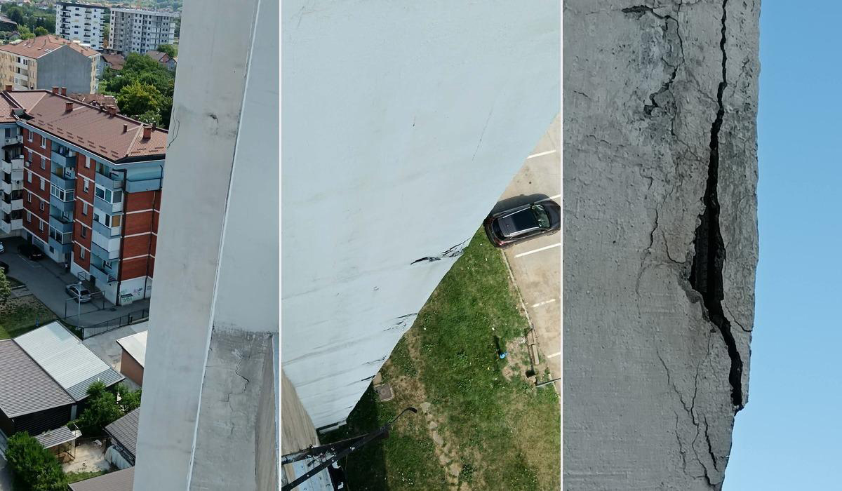 (FOTO) Oštećenja na soliteru u Ulici kneza Miloša: Da li je zgrada pregledana?