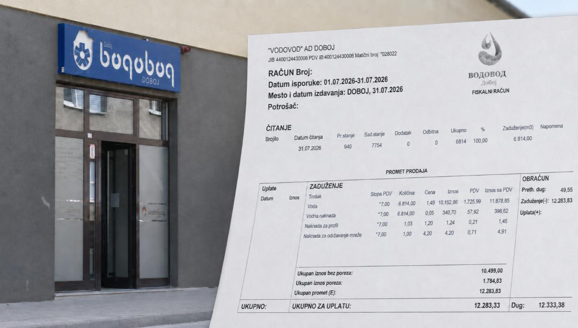 DOBOJ: Potrošaču za mjesec obračunato 6.814 kubika vode – „Vodovod“ bez odgovora