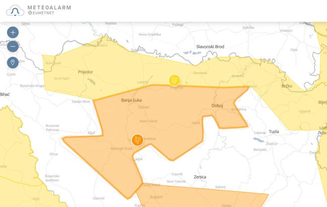 FOTO: Dobojski Info | NARANDŽASTI METEOALARM: Očekuju se jaki udari vjetra!